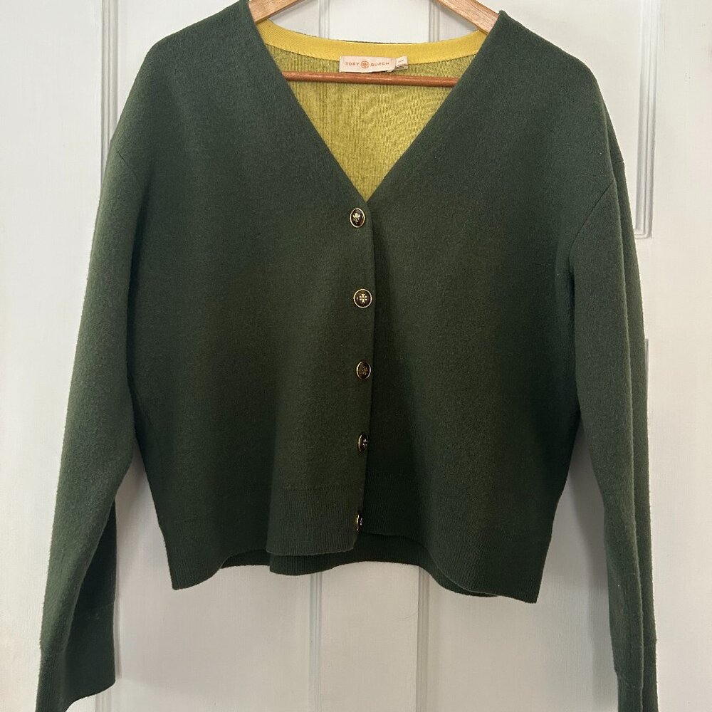 Tory Birch Green Double-Face Cardigan Size Medium